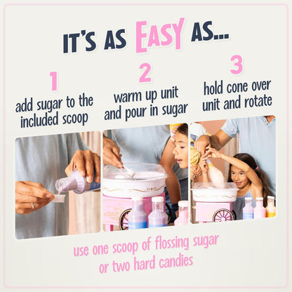 SweetSpin Cotton Candy Maker – Countertop Cotton Candy Machine with Reusable Cones & Sugar Scoop