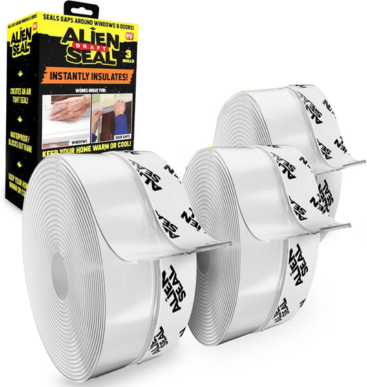 Alien Draft Seal – 49 ft Set of Adhesive & Flexible Flaps for Doors and Windows, Anti-Draft Weather Stripping (As Seen on TV)