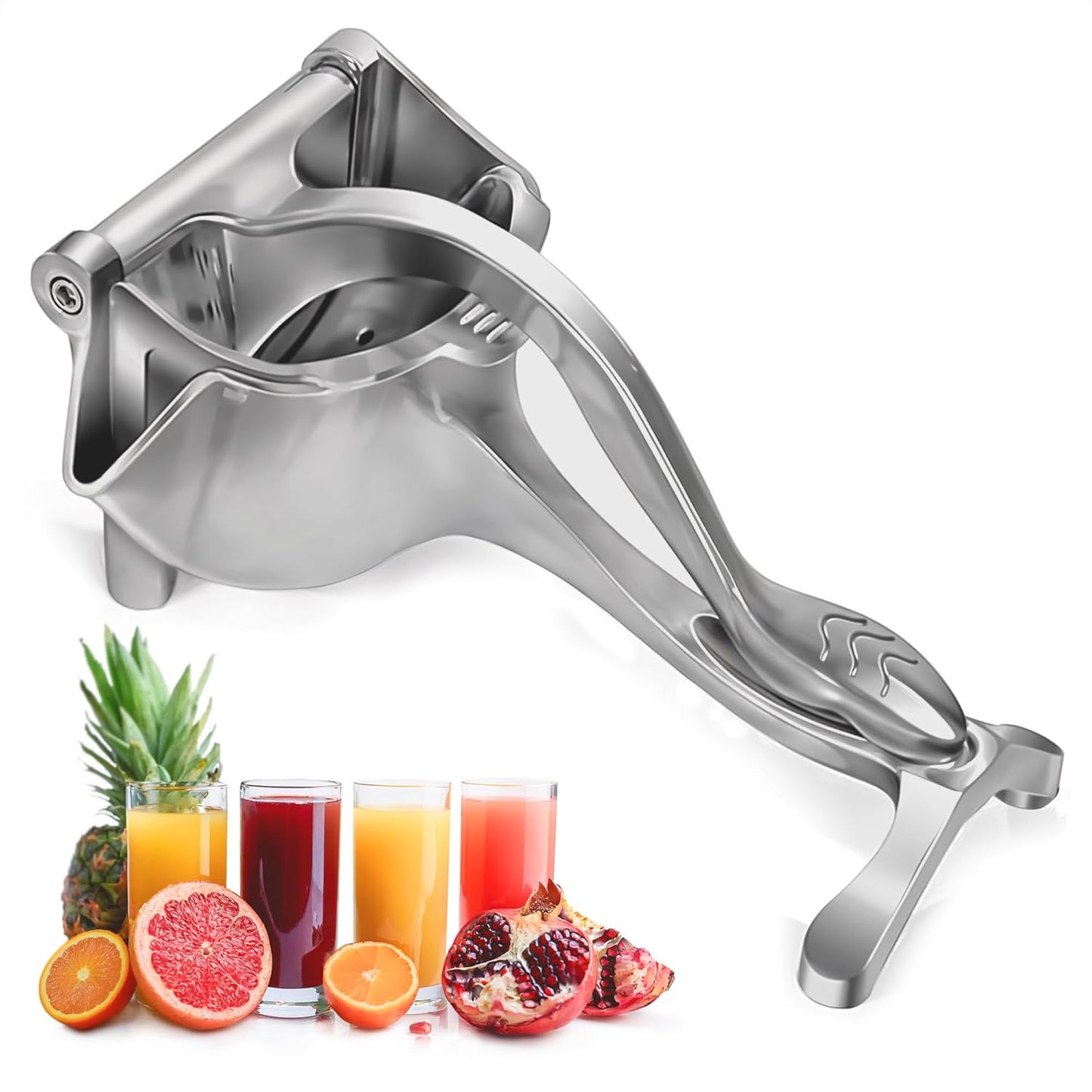 Manual Lemon Squeezer, Handheld Aluminum Alloy Citrus Press with Ergonomic Non-Slip Grip, Easy-Clean Fruit Juice Extractor, 8.7” Length, 0.6L Capacity