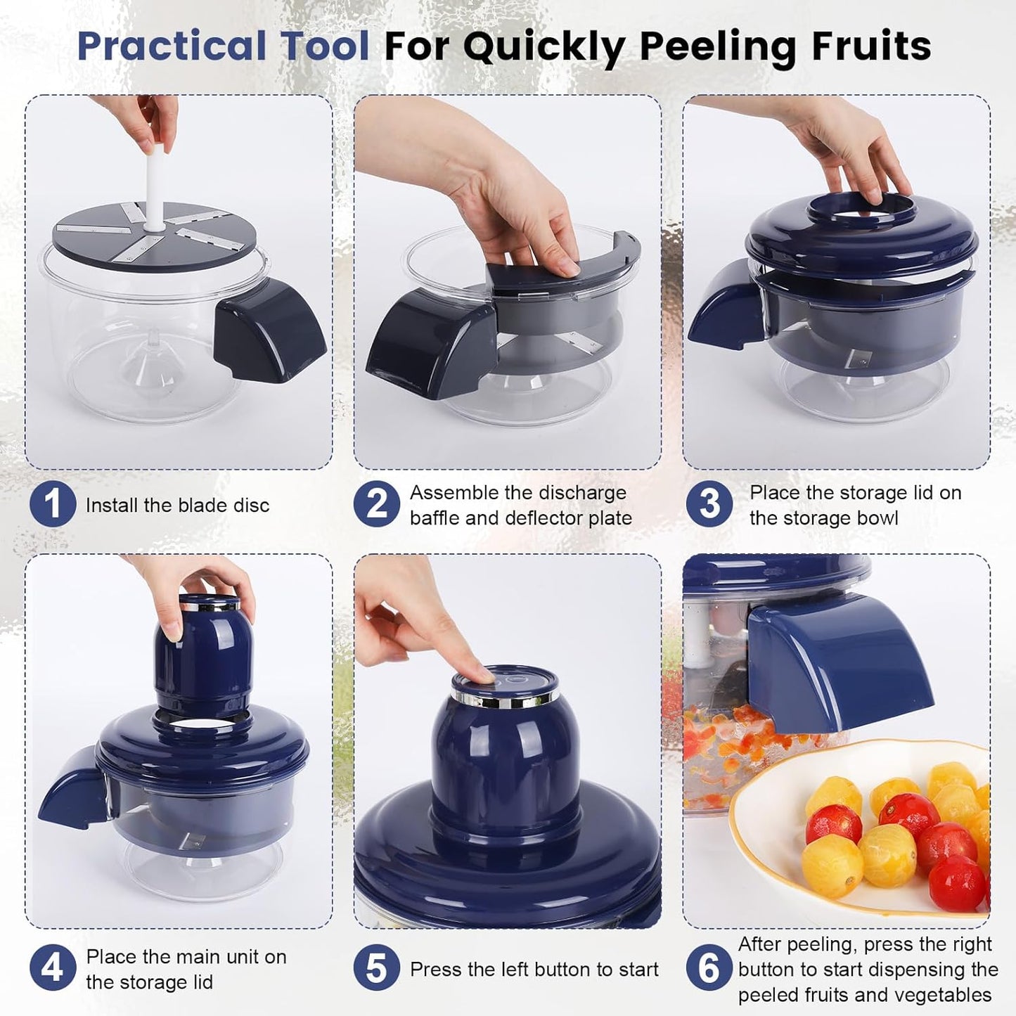 Automatic Grape Peeler Machine – Electric Garlic & Cherry Tomato Skin Remover for Small Fruits (Blue)