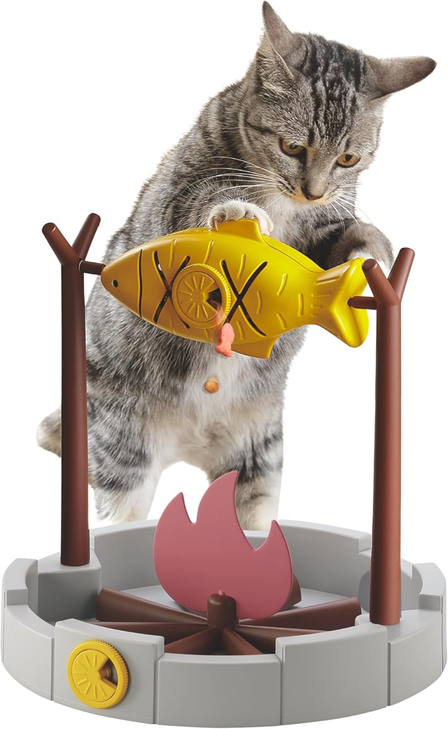 Petpals 11" Fish-Shaped Cat Treat Dispenser Toy, Slow Feeding Dry Food Bowl & Interactive Snack Puzzle for Cats
