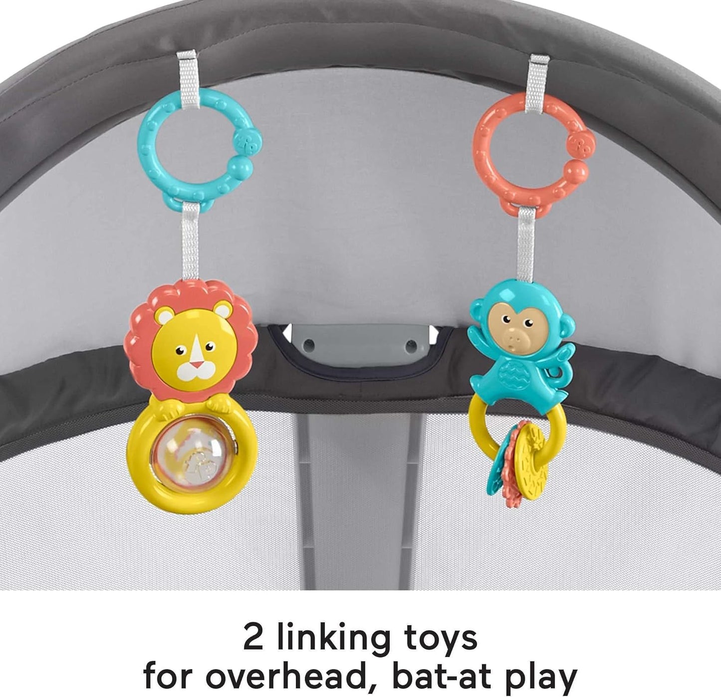 Portable Baby Bassinet Dome – Travel Play Space with Canopy & Developmental Toys (Grey Bubbles)
