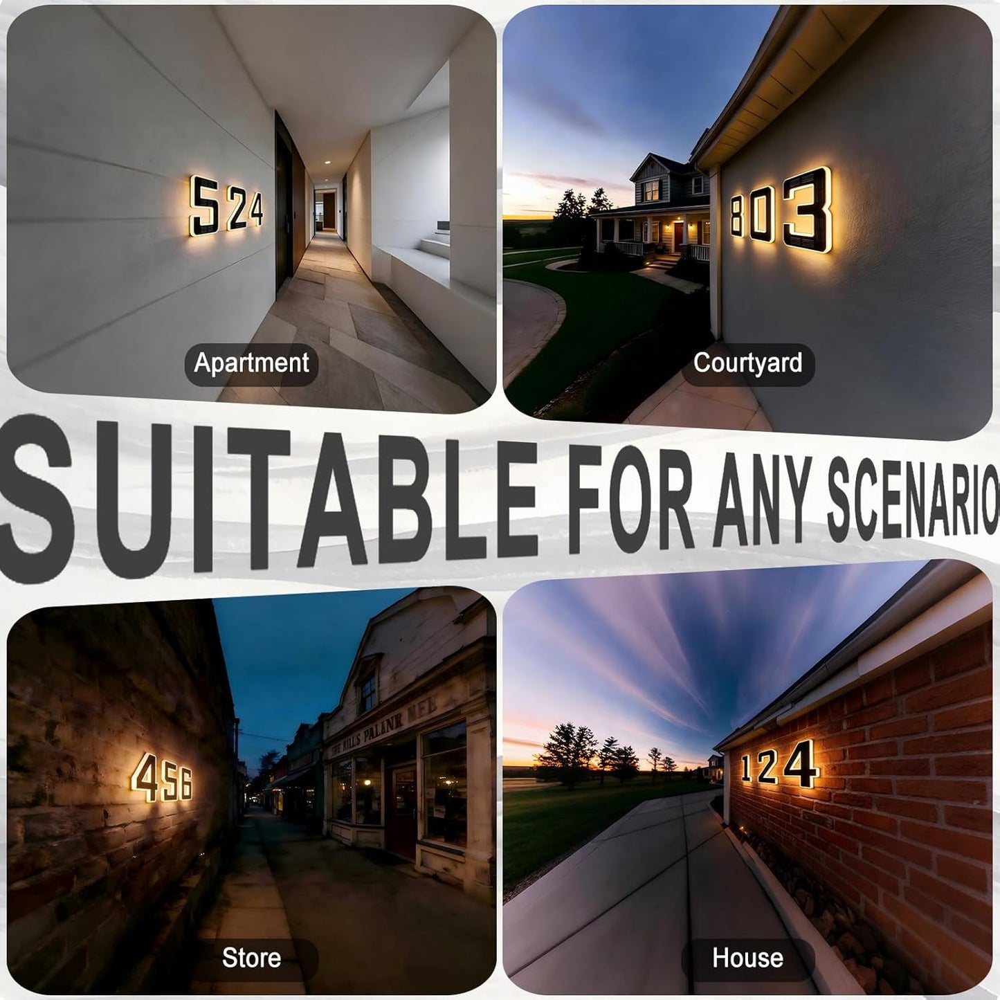 SolarGlow LED House Numbers – Waterproof Backlit Address Sign for Outdoor Use