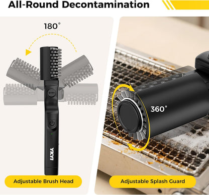 YKYI Electric Rotary Grill Brush for Outdoor Grills, 3-Speed Power Control, Bristle-Free 304 Stainless Steel BBQ Cleaning Brush, 90-Minute Runtime, Safe & Durable (Black)