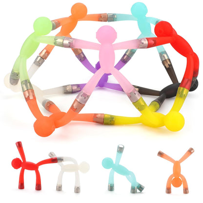 Boxgear Magnet Men 15-Piece Magnetic Toys, Fridge Magnet Toys, Quiet Fidget Toys