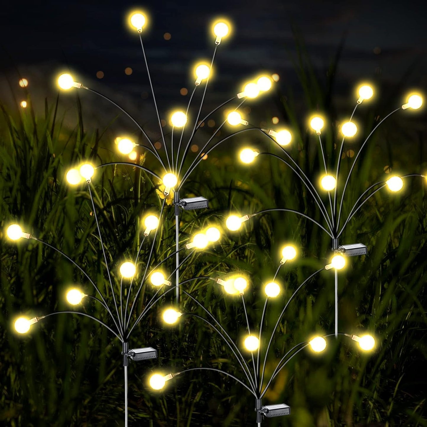 Title: Solar Firefly Garden Lights – 4 Pack (10 LED Warm White)