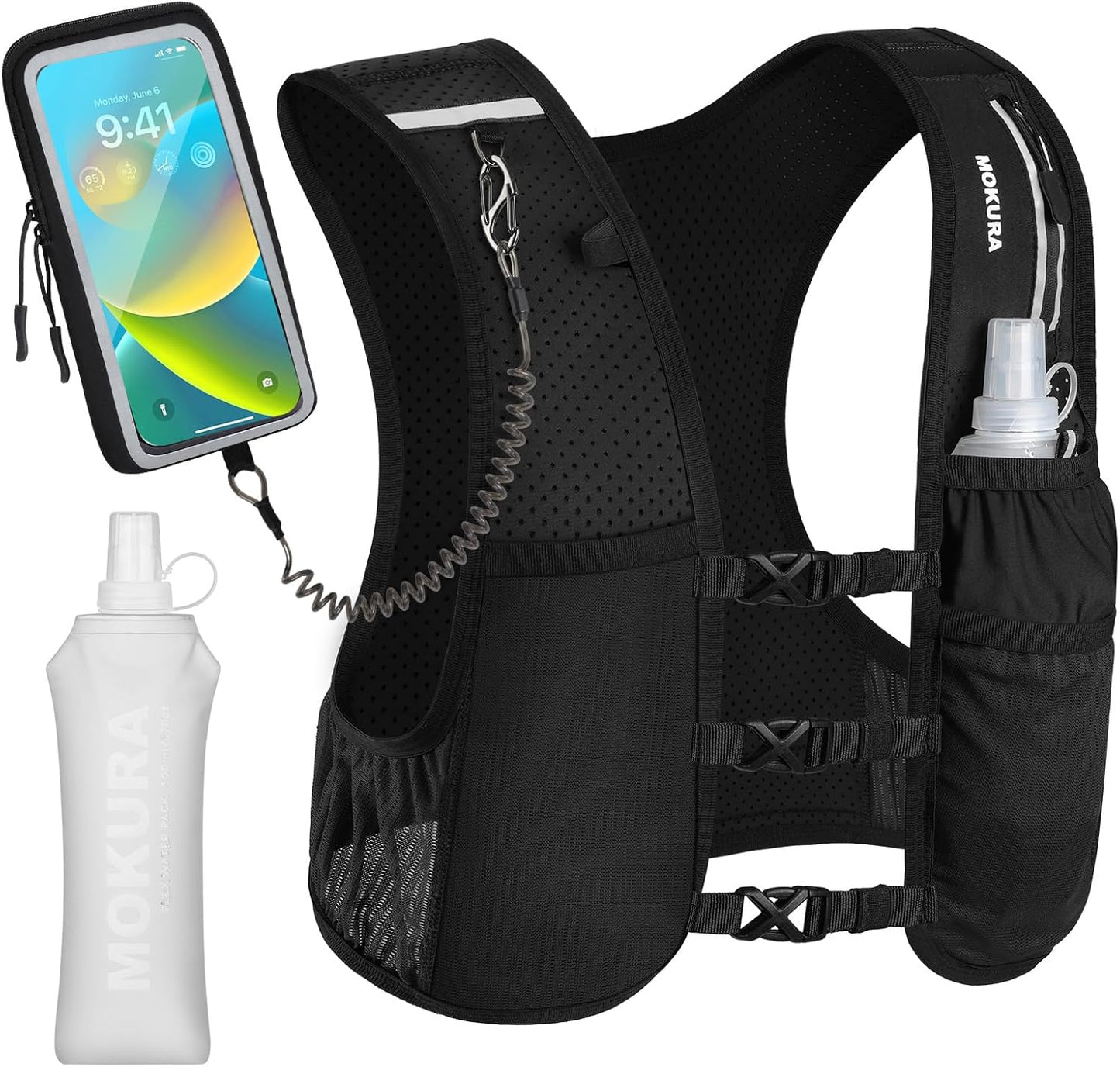 HydraSprint Running Vest – Lightweight Hydration Vest with Water Flask & Multi-Pocket Storage