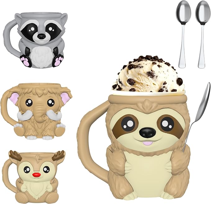 Highland Cow Ice Cream Pint Holder with Handle & 2 Spoons