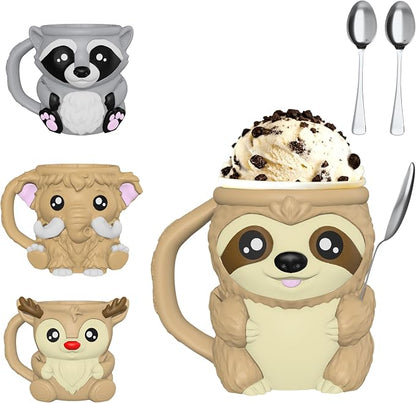 Highland Cow Ice Cream Pint Holder with Handle & 2 Spoons