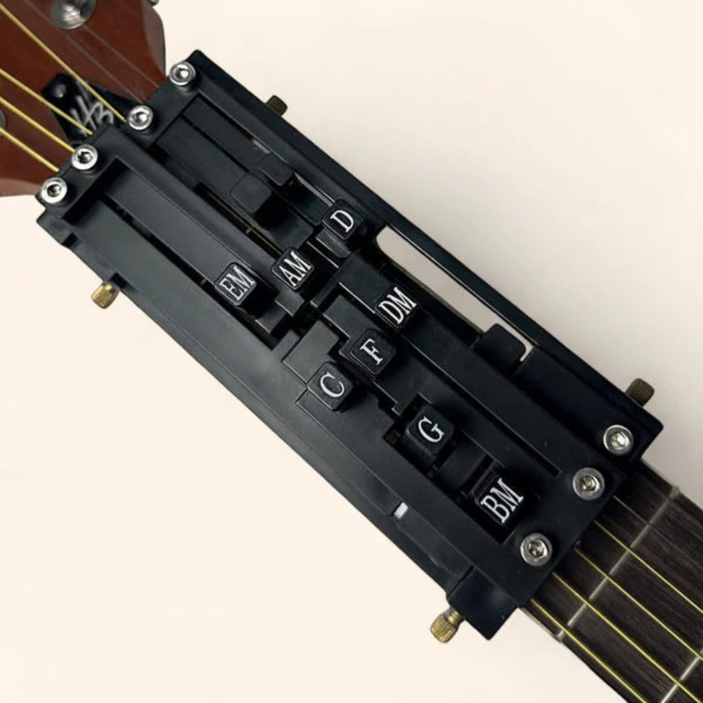 Guitar chord presser and learning assistant tool