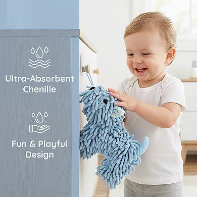 Cute Dog-Shaped Chenille Hand Towel with Hanging Loop
