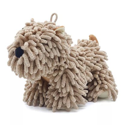 Cute Dog-Shaped Chenille Hand Towel with Hanging Loop