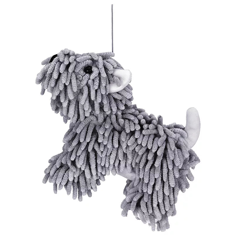 Cute Dog-Shaped Chenille Hand Towel with Hanging Loop