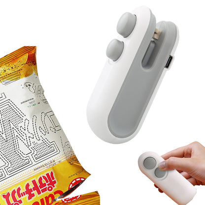 Mini Bag Sealer 2-in-1 USB Rechargeable – Heat Seal & Cutter | Portable Handheld Sealing Machine for Chips, Snacks & Plastic Bags (1 PC)