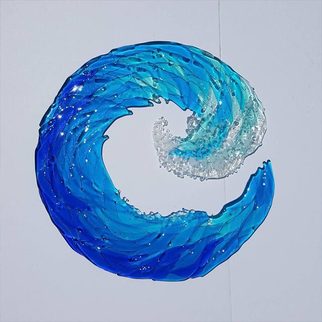 Ocean Wave Fused Sculpture