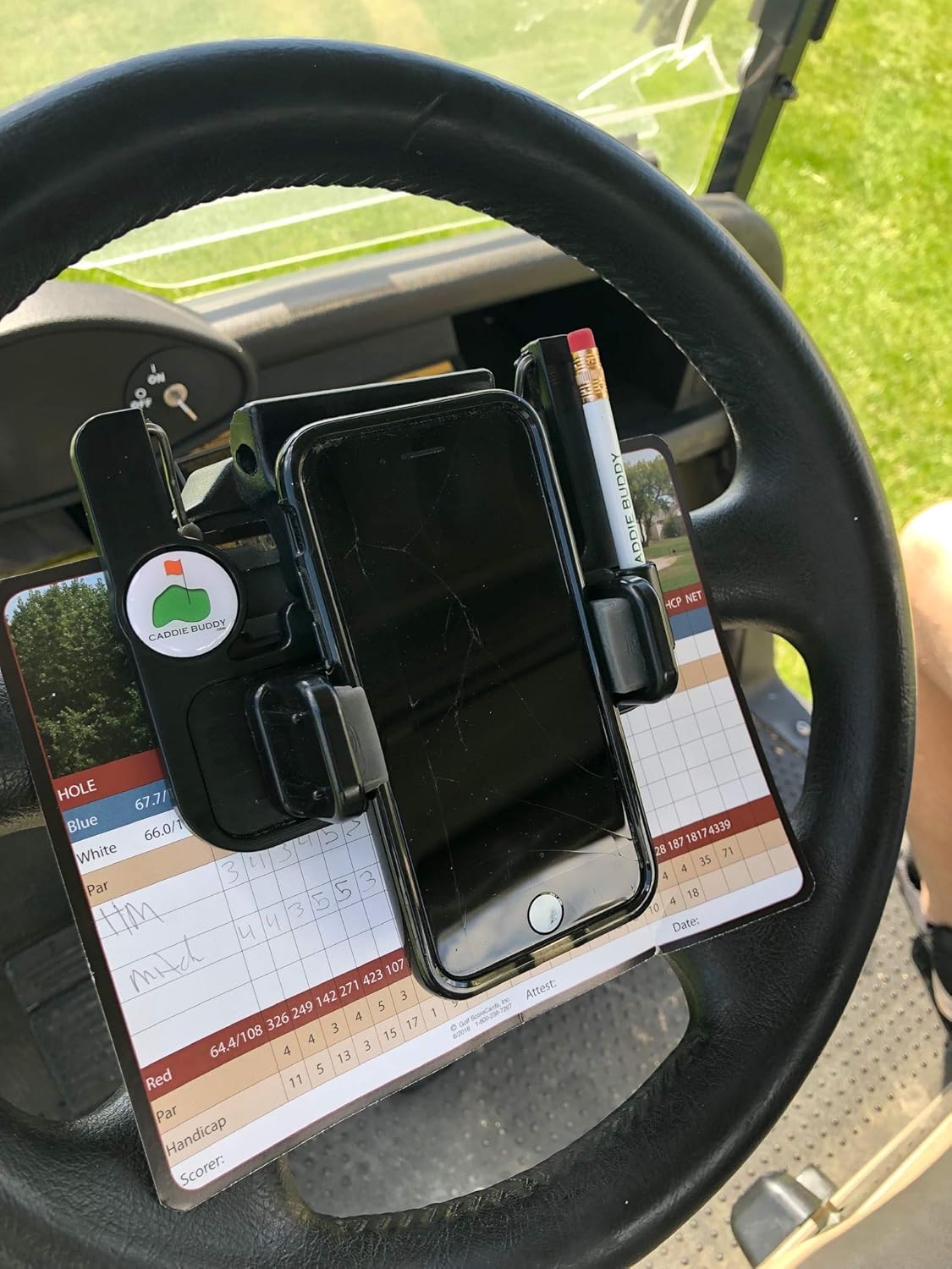 Golf Cart Steering Wheel Phone Mount/Scorecard Pro