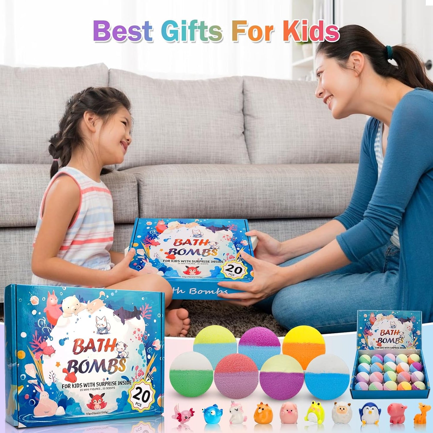 20 Pack Bath Bombs for Kids with Surprise Inside Bubble Bath Toys