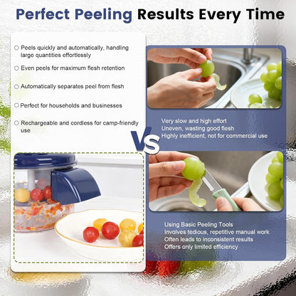 Automatic Grape Peeler Machine – Electric Garlic & Cherry Tomato Skin Remover for Small Fruits (Blue)