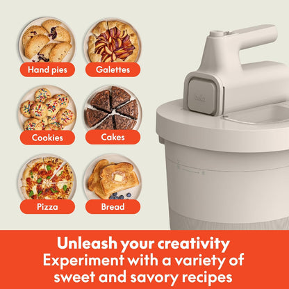 Bella 3.5 Qt Hand & Stand Mixer, 2-in-1 Electric Mixer with Bowl, Dough Hook, Whisk & Egg Beaters, 200-Watt Multifunctional Baking Mixer, Oatmilk