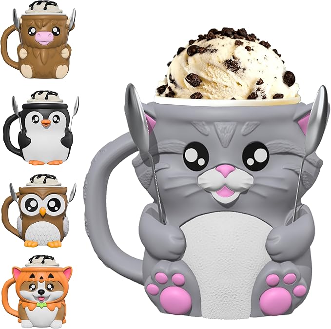 Highland Cow Ice Cream Pint Holder with Handle & 2 Spoons