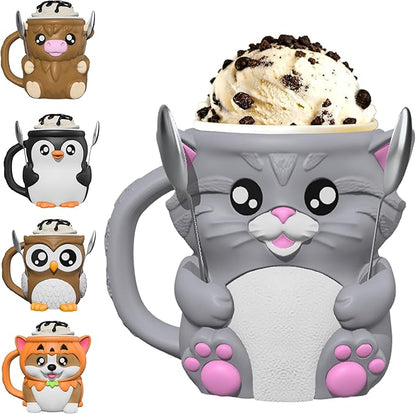 Highland Cow Ice Cream Pint Holder with Handle & 2 Spoons