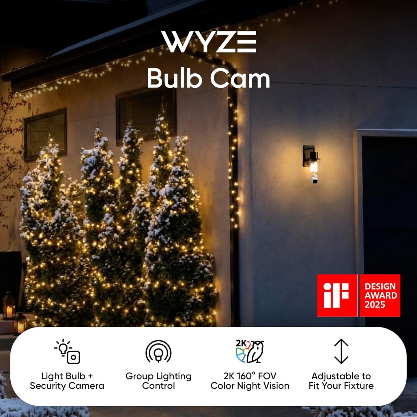 Bulb Cam Security Camera – 2K HD Smart Light Bulb Camera with Motion Detection & Night Vision