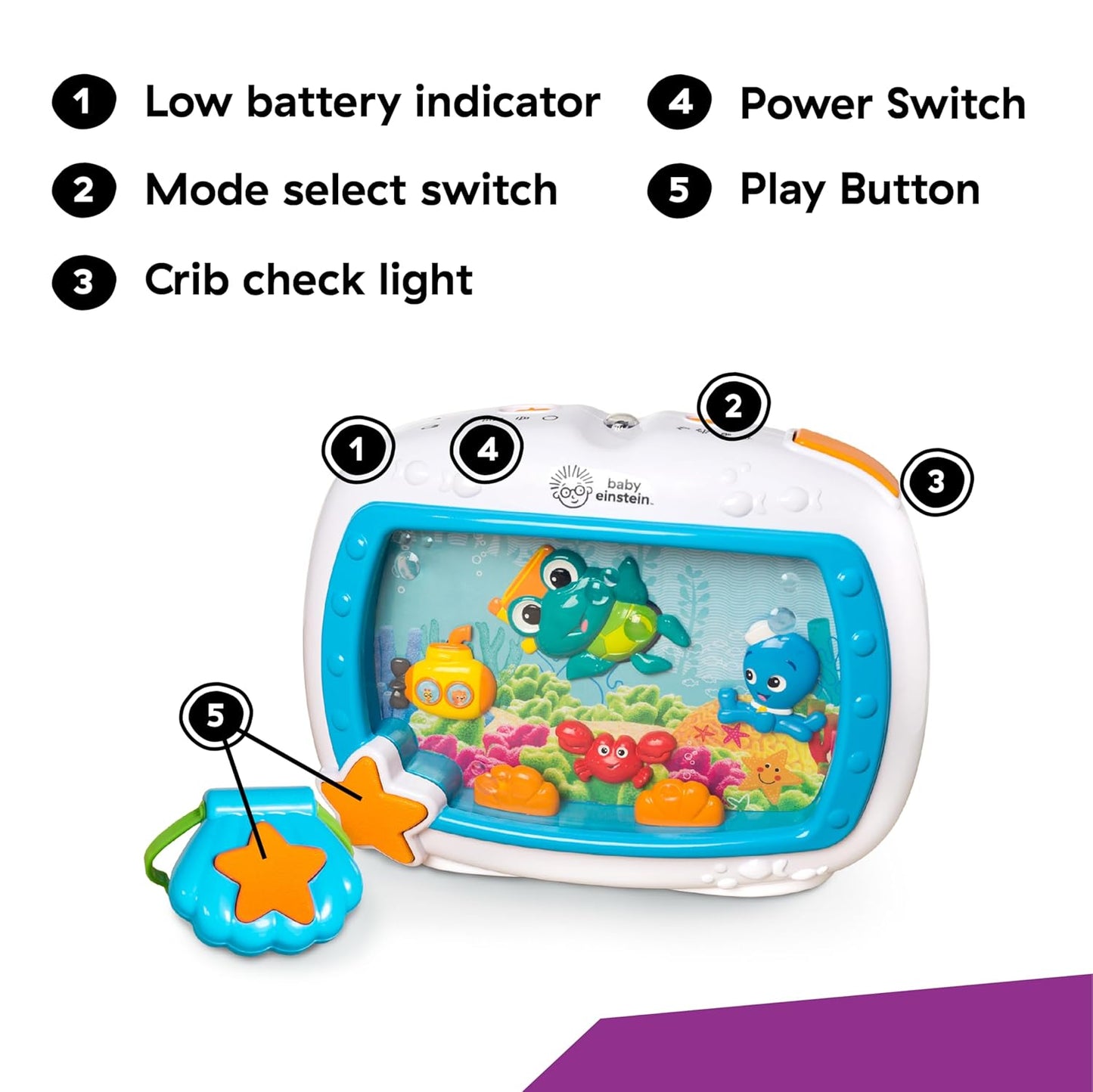 Baby Einstein Sea Dreams Soother – Musical Crib Toy & Sound Machine