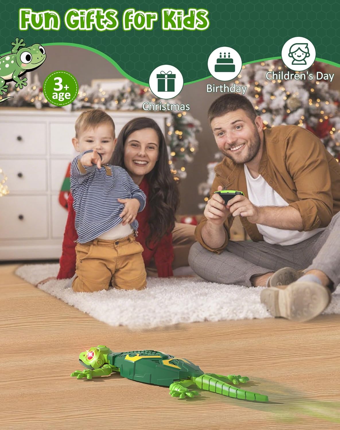 Wall Climbing Lizard RC Toy – Remote Control Gecko Robot That Crawls on Walls, Floors & Ceilings, Electric Wall Crawler Lizard Car, Cool Gift for Kids Boys Girls Ages 3–10+ (Birthday & Christmas Toy)