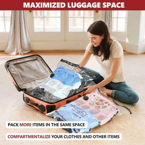 Travel Compression Vacuum Bags with Pump Combo