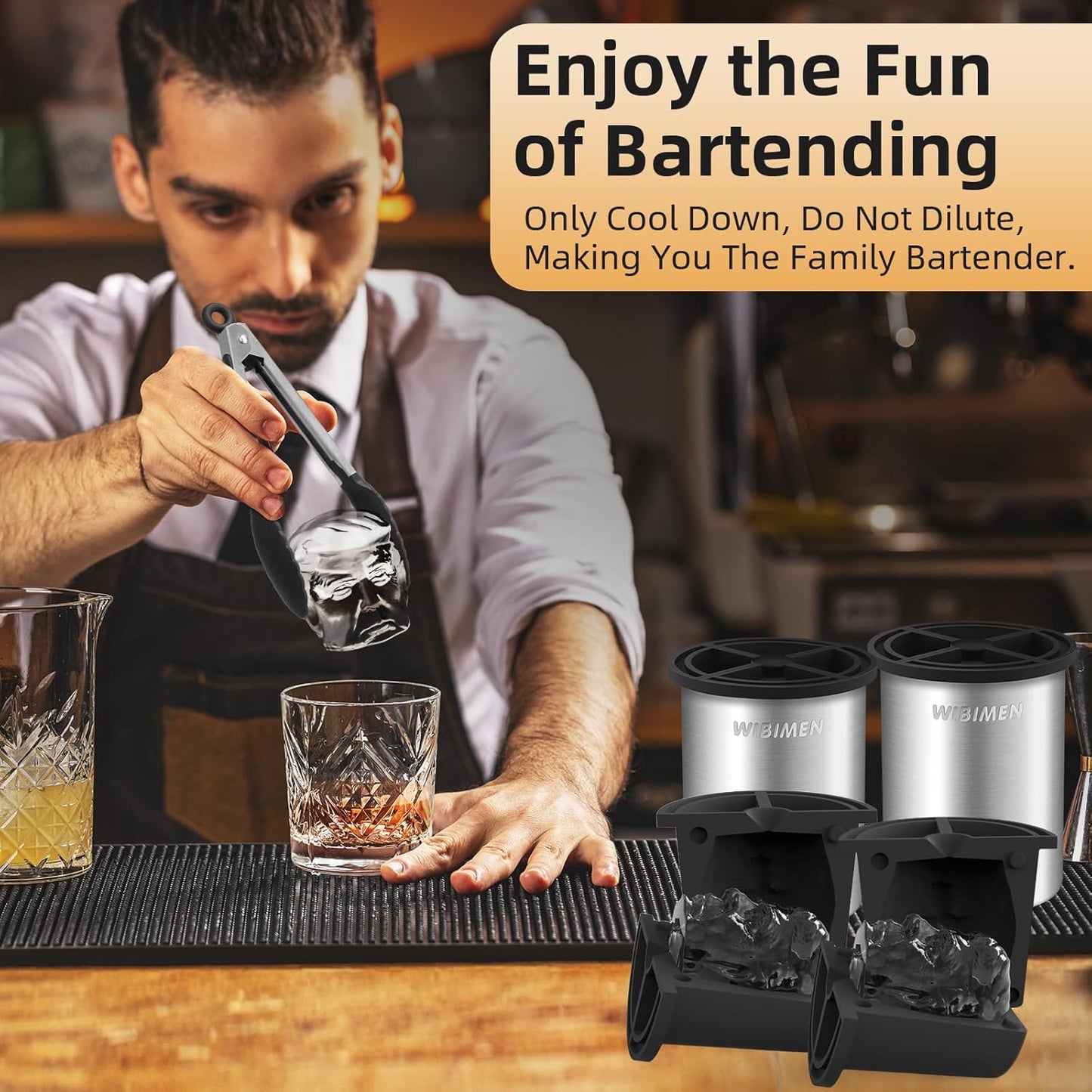 Clear Ice Cube Maker – 2" Stainless Steel Mold for Whiskey, Bourbon, and Cocktails | Easy-Release Ice Ball Maker, Perfect Gift for Men