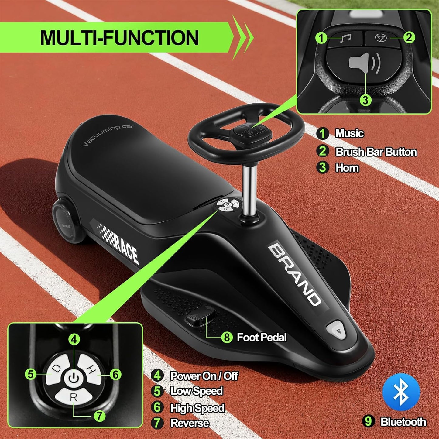 Kids Ride-On Go Kart with Vacuum Function – 12V Electric Car for Toddlers