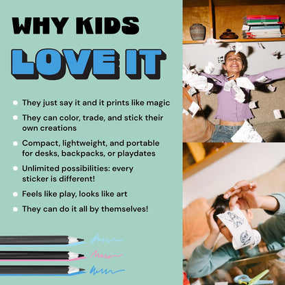 AI Voice Sticker Maker for Kids – Portable Thermal Printer Set