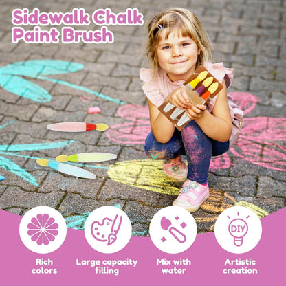 6PCS Sidewalk Chalk Paint Brush Set – Washable DIY Outdoor Art Kit