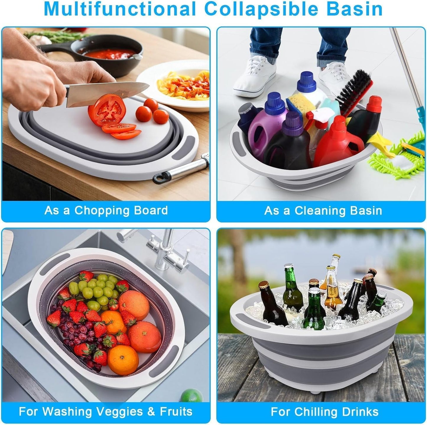 Collapsible 2-in-1 Wash Basin & Cutting Board (7.5L)