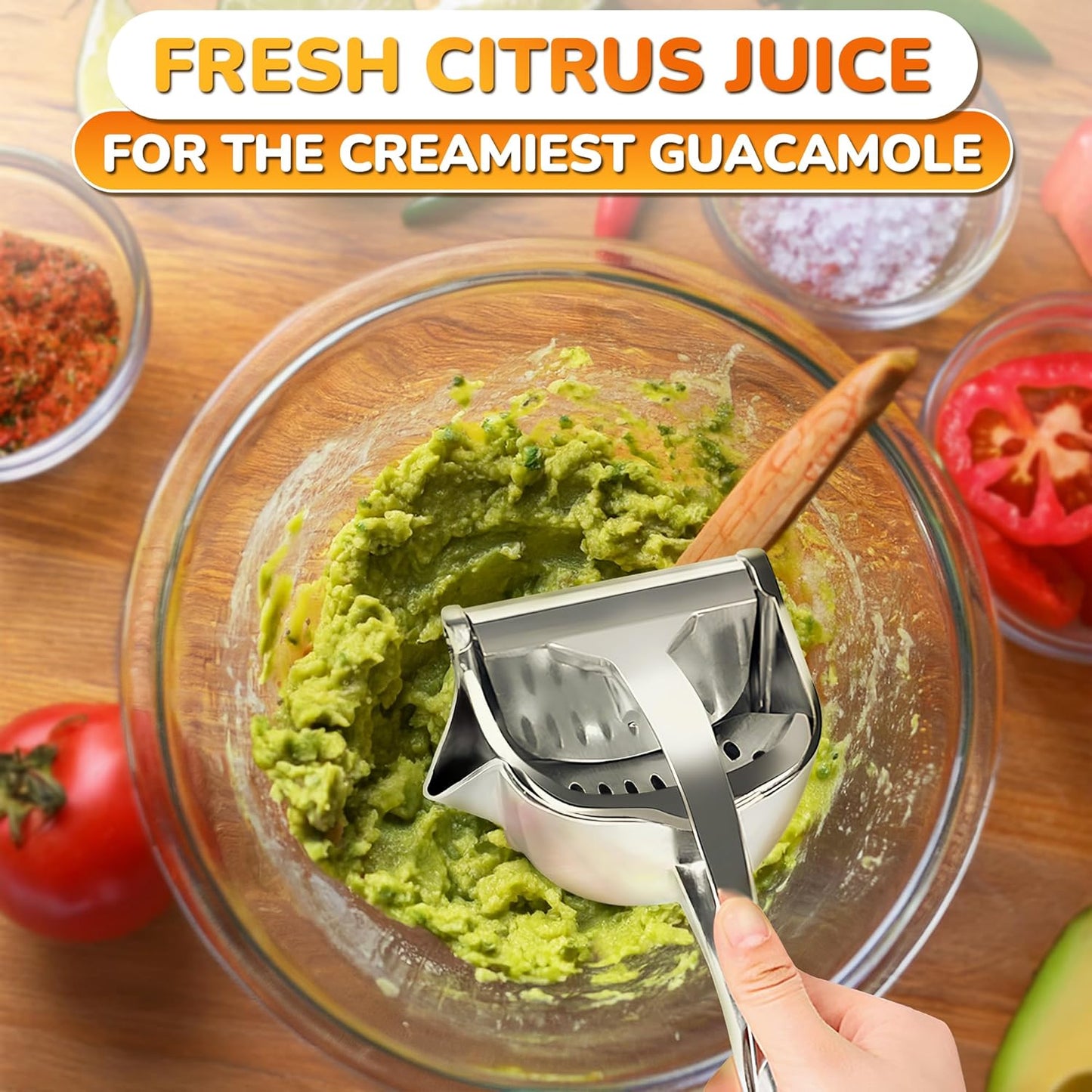 Manual Lemon Squeezer, Handheld Aluminum Alloy Citrus Press with Ergonomic Non-Slip Grip, Easy-Clean Fruit Juice Extractor, 8.7” Length, 0.6L Capacity