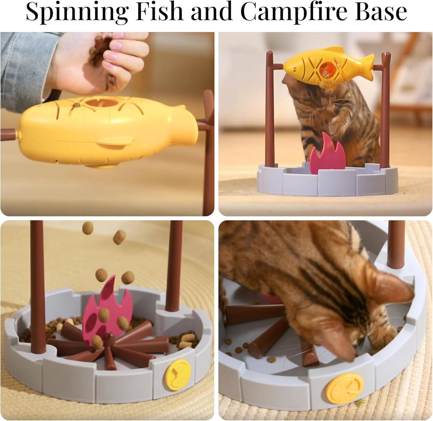 Petpals 11" Fish-Shaped Cat Treat Dispenser Toy, Slow Feeding Dry Food Bowl & Interactive Snack Puzzle for Cats