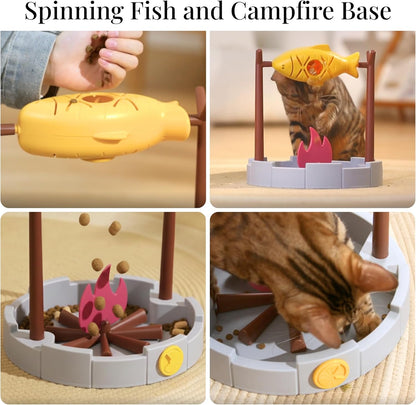 Petpals 11" Fish-Shaped Cat Treat Dispenser Toy, Slow Feeding Dry Food Bowl & Interactive Snack Puzzle for Cats