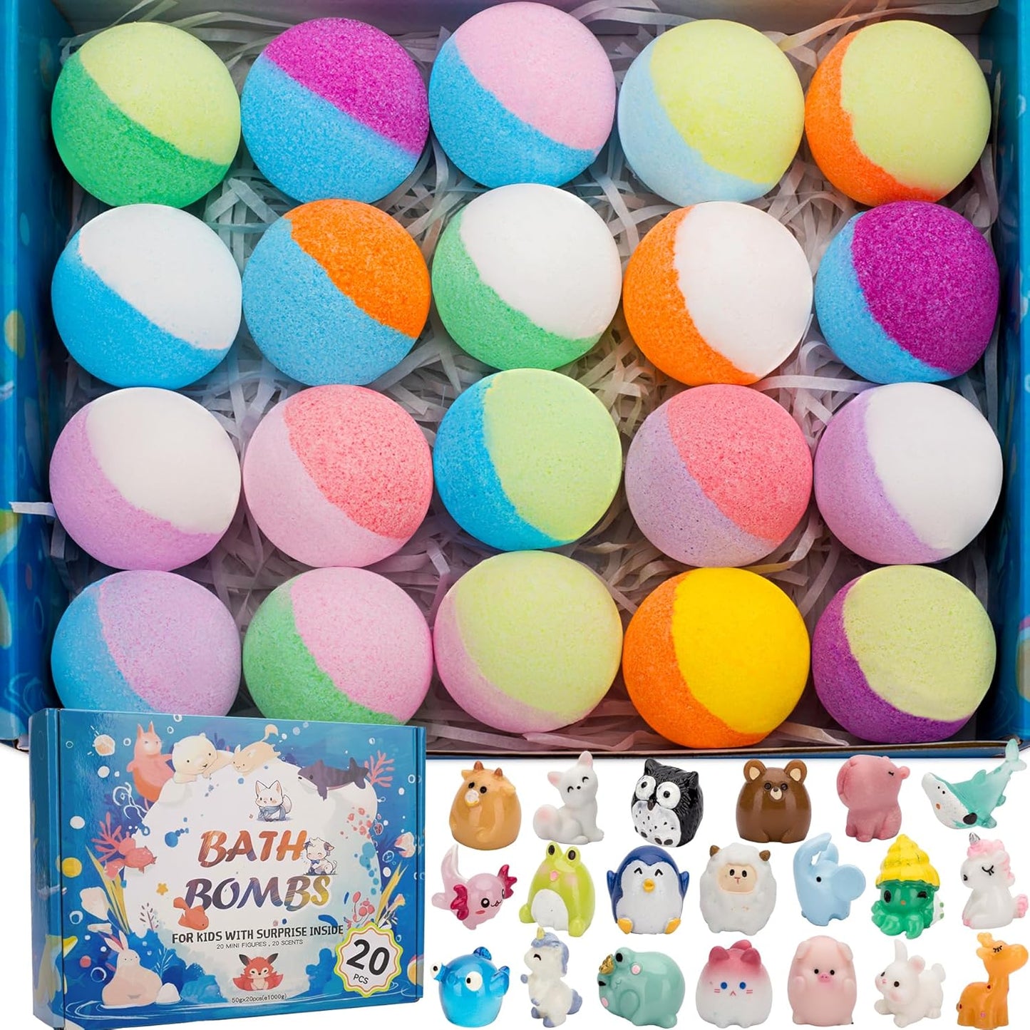20 Pack Bath Bombs for Kids with Surprise Inside Bubble Bath Toys