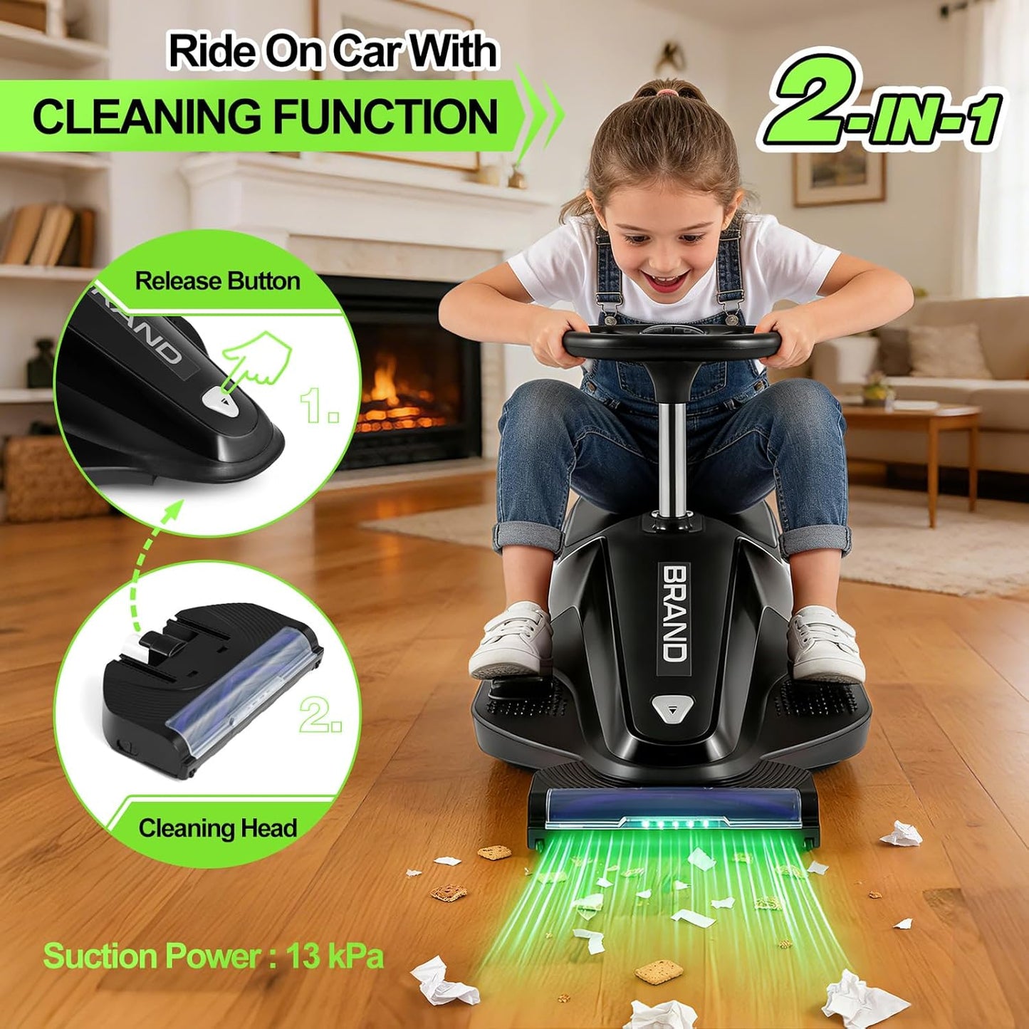 Kids Ride-On Go Kart with Vacuum Function – 12V Electric Car for Toddlers