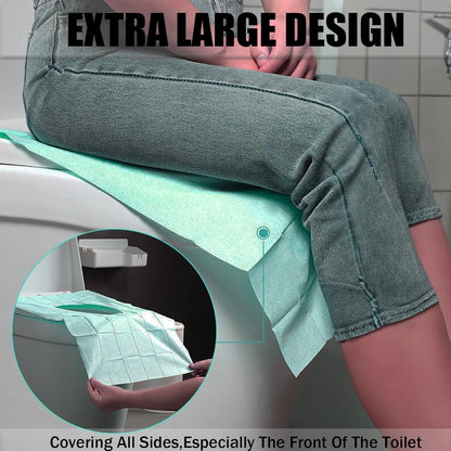 80 Pack Disposable Toilet Seat Covers – XL Portable Travel Liners (Green)