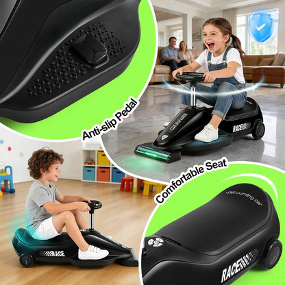 Kids Ride-On Go Kart with Vacuum Function – 12V Electric Car for Toddlers