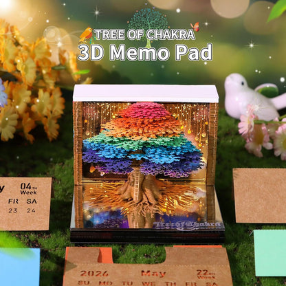 2026 Tree of Life 3D Desk Calendar with LED Light, Tear-Away Paper Art, Memo Pages, Decorative Desktop Gift for Christmas & Housewarming