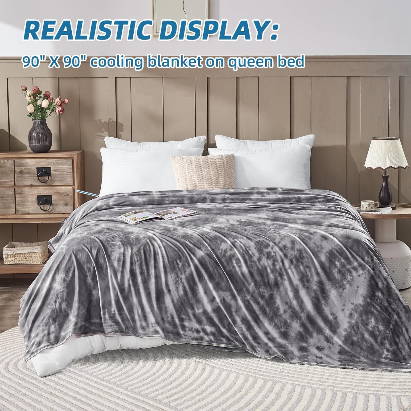 inhand Cooling Blanket Queen Size (90"x90"), Cooling Blankets for Hot Sleepers