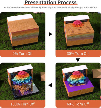 2026 Tree of Life 3D Desk Calendar with LED Light, Tear-Away Paper Art, Memo Pages, Decorative Desktop Gift for Christmas & Housewarming
