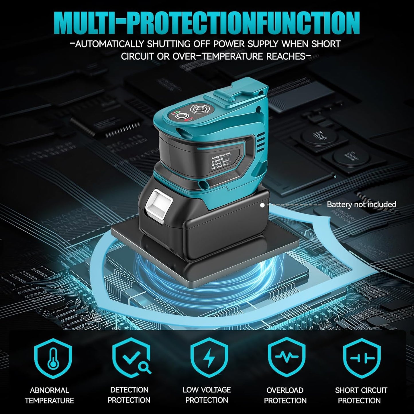 220W Portable Power Inverter for DeWALT 20V Battery