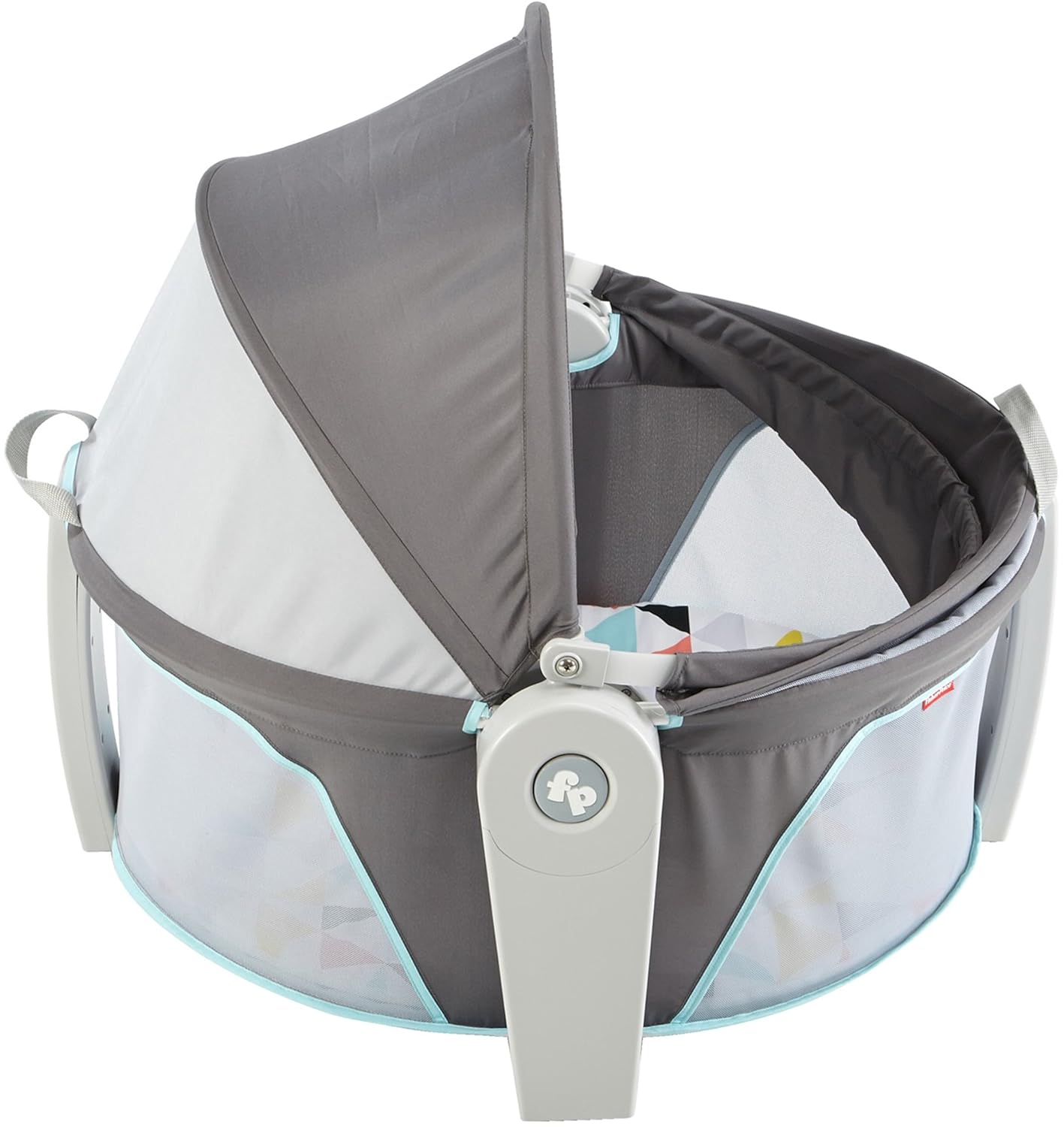 Portable Baby Bassinet Dome – Travel Play Space with Canopy & Developmental Toys (Grey Bubbles)