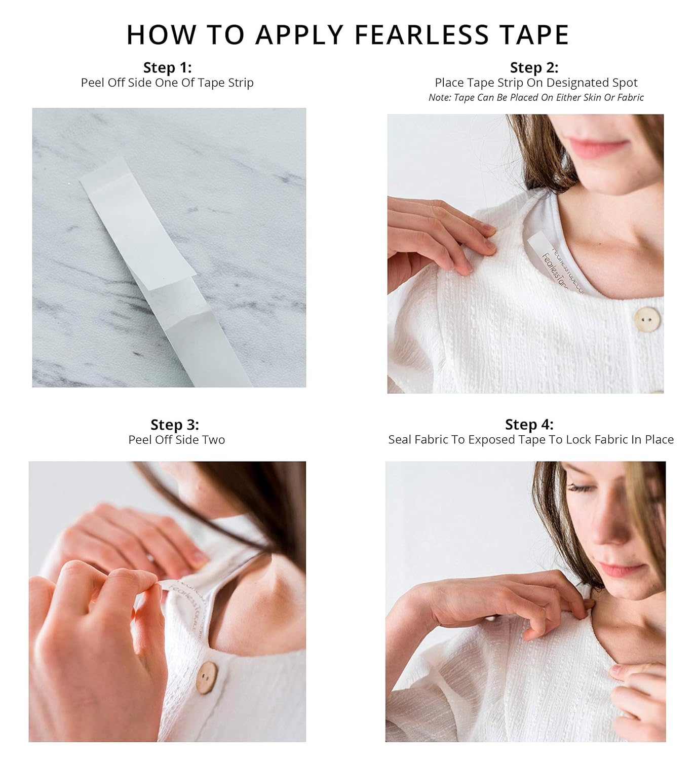 Fearless Tape - Double Sided for Clothing Body & Dresses (50 Strips)