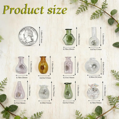10-Pack Mini Vase Magnets for Fridge with 10 Flowers