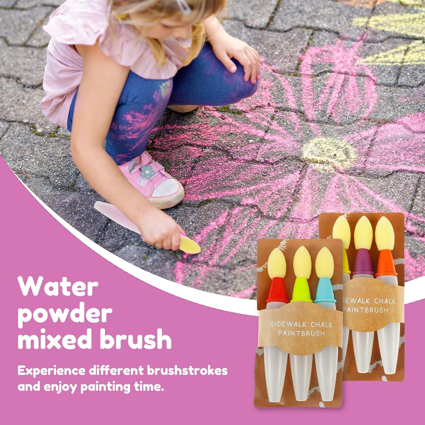 6PCS Sidewalk Chalk Paint Brush Set – Washable DIY Outdoor Art Kit