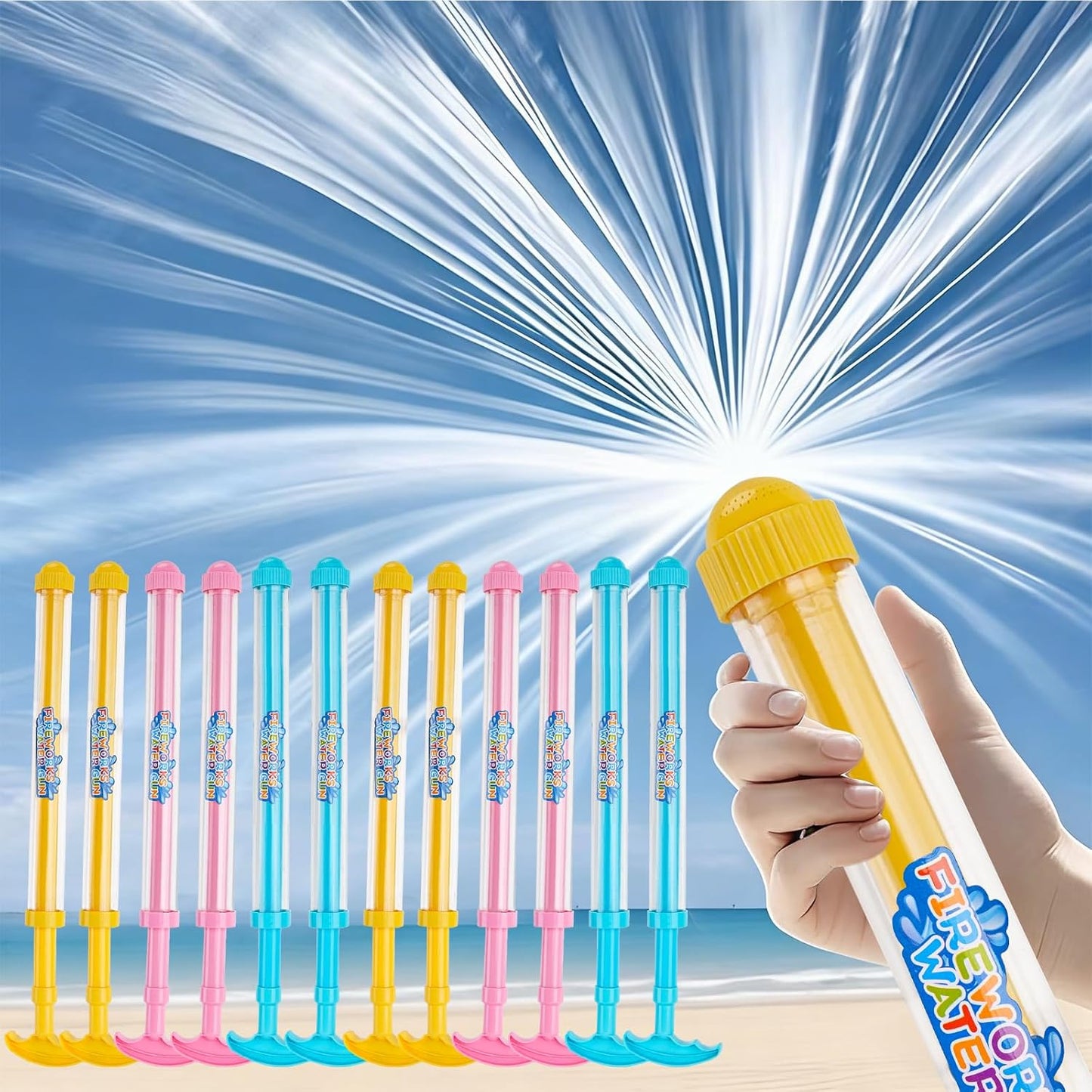 12-Pack Fireworks Water Gun Set – Colorful Squirt Blasters for Kids & Outdoor Fun